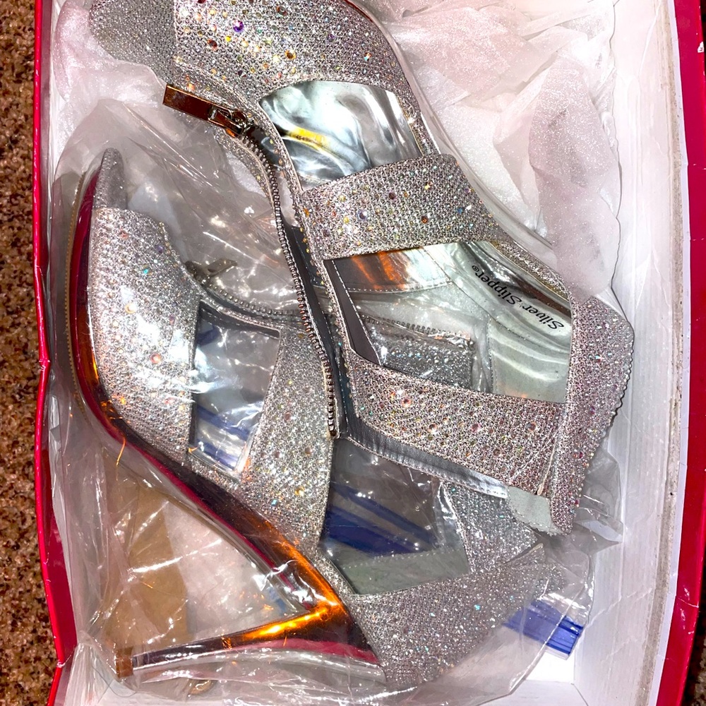 Silver Slipper Heels
